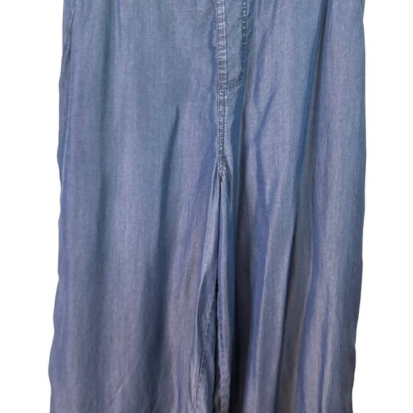 H By Halston Women's Lyocell Wide Leg Chambray Blue Pants Size 14 - Picture 5 of 11